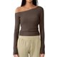 thumbnail image 1 of Top con hombros descubiertos para mujer - Blusa ajustada de manga larga - Diseño con bloques de color, sexy con un solo hombro, ideal para salir por la noche y para combinar con otras prendas infor, 1 of 4