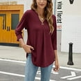 thumbnail image 4 of Red Plus Size Tshirts for Women, Polyester Womens Shirts Dressy Casual, Long Sleeve Printed Plus Size Tops, Plus Size Blouses, Solid Plus Size Shirt for Women, Weekend Solid Color Womens Tops Plus, 4 of 9