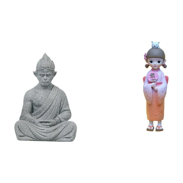 Estatua De Geisha Kabuki De Buda Mono, Figura Coleccionable En Miniatura, Escultura De Sun Wukong, Muñeca Kimono Japonesa Para Hotel, Patio, Cumpleaños, Casa De Campo, Dormitorio, Tienda De