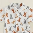 thumbnail image 4 of kpoplk Toddler Baby Boy Easter Outfit Short Sleeve Bunny Print Bow Tie Button Down Shirt Top Shorts 2Pcs Set Size 6M 12M 18M 24M 3T 4T Size 12-18 Months,White, 4 of 4