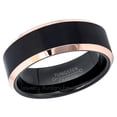 thumbnail image 2 of 2-Tone Tungsten Wedding Ring - Band for Mens & Womens- 8mm Beveled Edge Tungsten Ring - Black & Rose Gold Comfort Fit Tungsten Band, 2 of 5