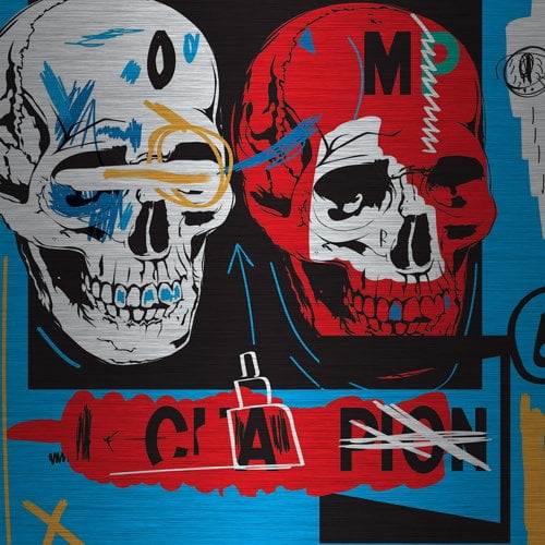 Marmont Hill "Two Skulls II" by Josh Ruggs Painting Print on Brushed Aluminum