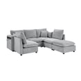 thumbnail image 5 of 93'' Sectional Sleeper Sofa, U Shaped 5 Seat Modular Sectional Sofa with a Movable Ottoman, Sectional Couches with Storage Armrests and USB Ports, for Living Room, Grey, 5 of 9