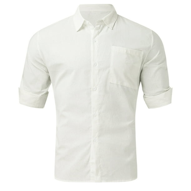 White cotton short sleeve shirt mens sales