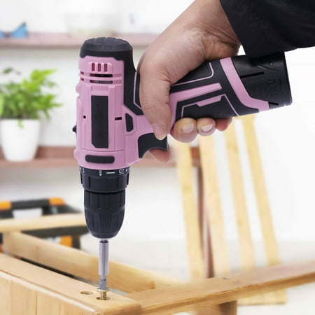 

Miumaeov 43-Piece 12V Pink Drill Kit Lithium-ion Cordless Drill Driver 3/8 Keyless Chuck Cordless Drill with Charger and Tool Bag for Home DIY Project