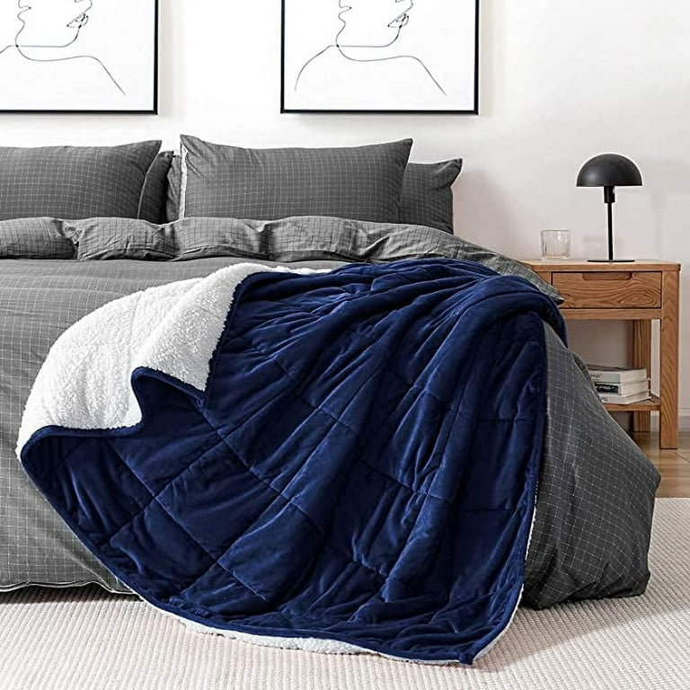 HBlife Sherpa Fleece Weighted Blanket for Adults Oeko Tex Certified 20 lbs Thick Fuzzy Bed Blanket Heavy Reversible Soft Fleece Blanket with Premium Glass Beads 60 x 80