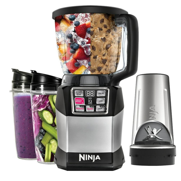  Ninja AMZ493BRN Compact Kitchen System, 1200W, 3 Functions for  Smoothies, Dough & Frozen Drinks with Auto-IQ, 72-oz.* Blender Pitcher,  40-oz. Processor Bowl & 18-oz. Single-Serve Cup, Grey: Home & Kitchen