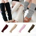 thumbnail image 3 of Women Knit Leg Warmers Autumn Winter Thermal Knee High Calf Socks Twist Crochet School Style Long Leggings, 3 of 3