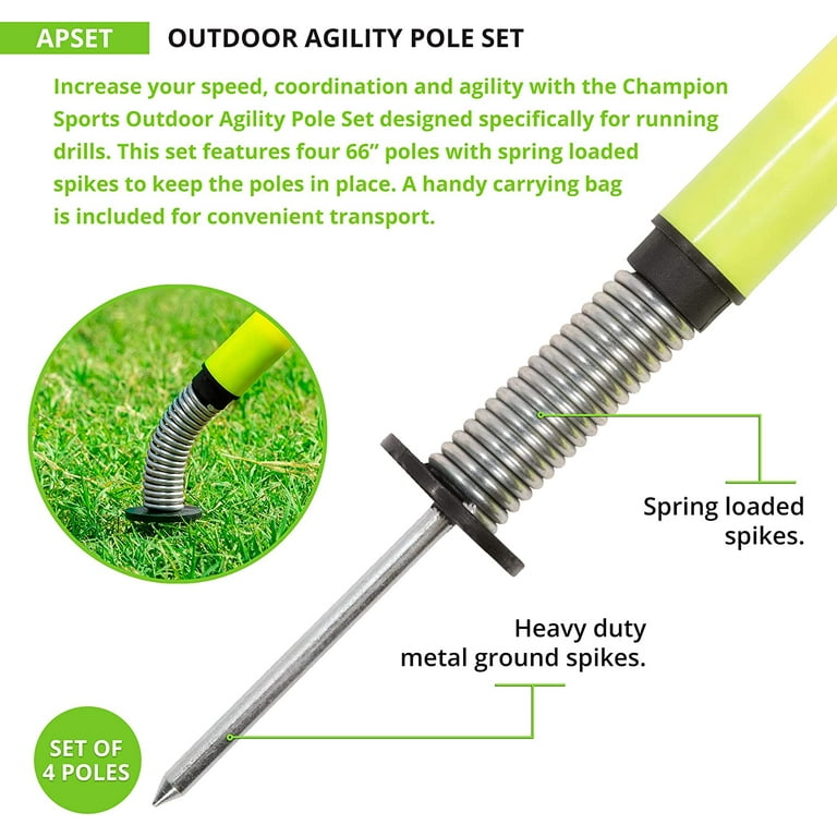 Champion Sports Outdoor Agility Pole Set 4 Poles Carrying Case