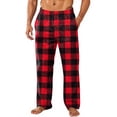 thumbnail image 2 of GrmtClth Men's Fuzzy Plush Pajama Pants Casual Flannel Fleece Comfort Soft Plaid Night Pants Winter Fall Warm Cozy Pj Bottoms with Pockets Wine XL, 2 of 5