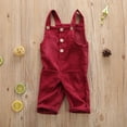 thumbnail image 6 of Qiylii Toddler Kids Corduroy Suspender Rompers Solid Button Color Down Overalls, 6 of 9