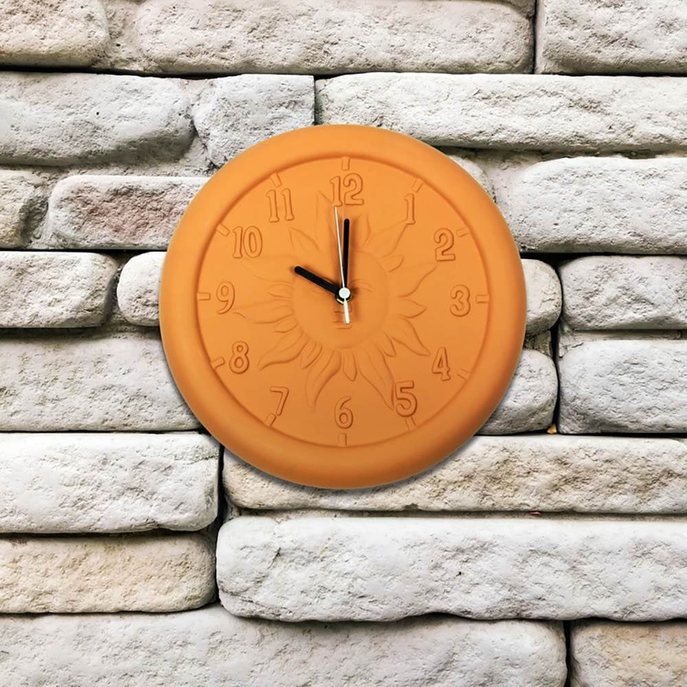 Poolmaster 12 Inch Indoor Outdoor Terra Cotta Patio Garden Decorative Wall Clock