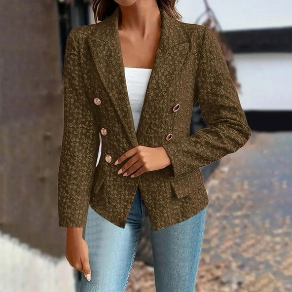 Dgankt Blazers for Women Fashion Casual Solid Color Long Sleeve Button up Suit Jacket,Size S-2XL