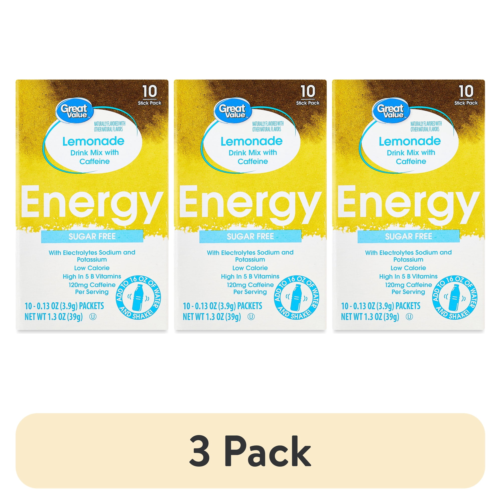 (3 pack) Great Value Lemonade Liquid Drink Mix, 0.13 oz, 10 Count