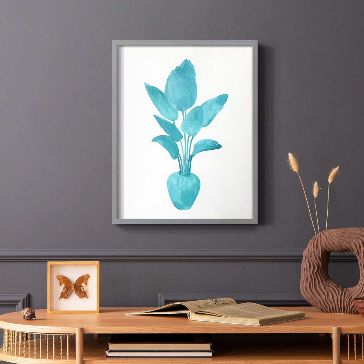 Watercolor House Plant II Framed Print in Gray Solid Wood 8 x 10 Framed Print