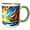 Green/White, variant on 3drose, Tall Ship Digital Art. Scooner Chases the Setting Sun at Open Sea, 11oz Two-tone Yellow Mug
