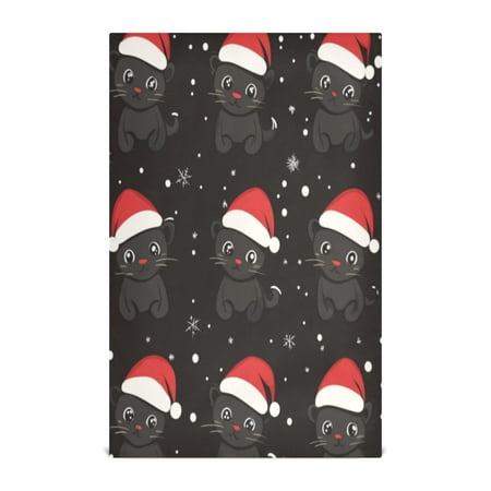 

Kitchen Towel 28x18 Inches x1，Plate Towel Decorative Towel Napkin Tea Towel Tea Towels For Kitchen Dish Cloths & Dish Towels Little Black Christmas Cat