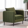 thumbnail image 4 of IVV Velvet Upholstered Accent Chair with Pillow, Living Room Single Sofa Chair with Metal Legs, for Living Room, Bedroom, Reading Room (Green), 4 of 10