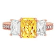 thumbnail image 5 of 3.61 ct Emerald Cut Natural Citrine 3 Stone 14K Rose Gold Womens Engagement Ring, 5 of 6