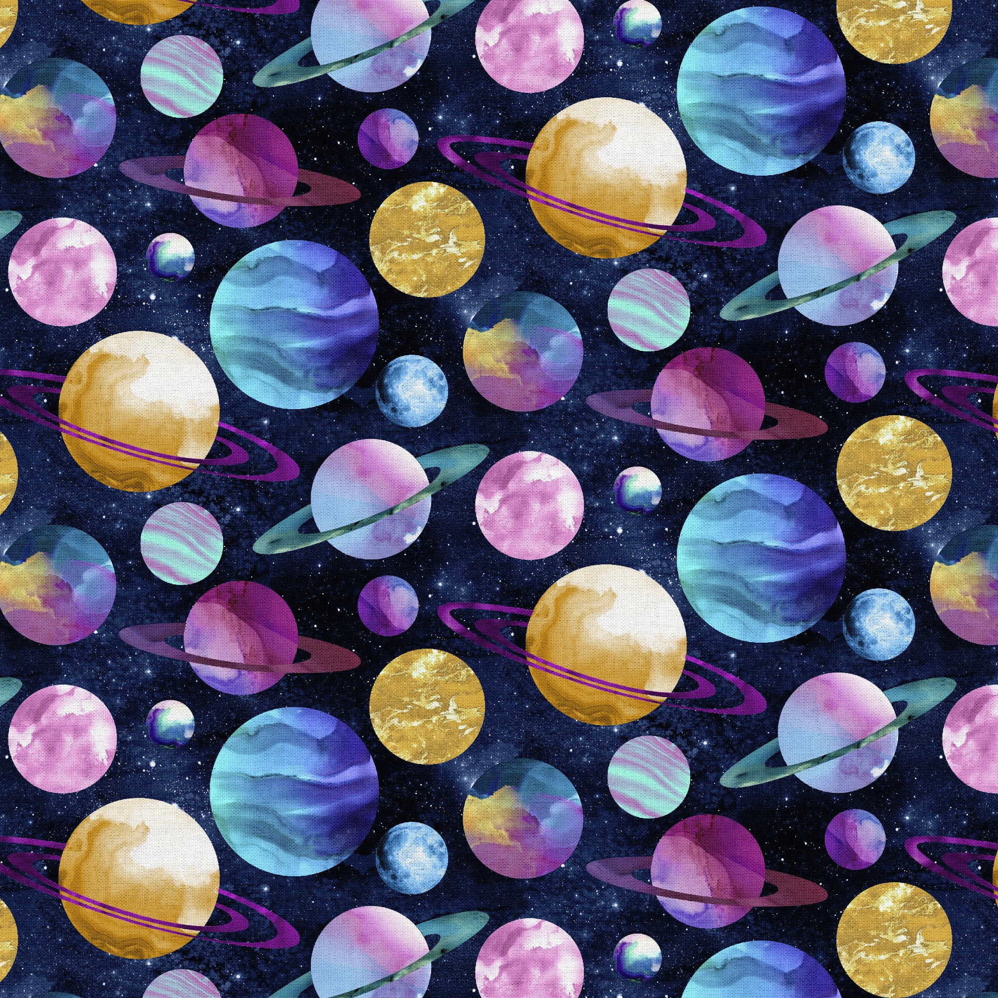 Fabric Editions 36" x 42" Cotton Planets 1 Yard Precut Sewing & Craft Fabric, Navy 1 Piece