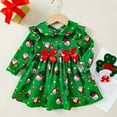 thumbnail image 4 of Toimothcn Toddler Baby Girls Dress Long Sleeve Lapel Christmas Santa Printed Dress Ruffled Warm Loose Fit Sundress Lovely Girl'S Festival Clothing, 4 of 9