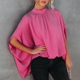 thumbnail image 2 of USSUMA Womens Summer Tops and Blouses Trendy Turtleneck Tie Dye T-Shirts for Women Dressy Casual 3/4 Sleeve Batwing Sleeve Loose Shirt Tunics Plus Beach, 2 of 7