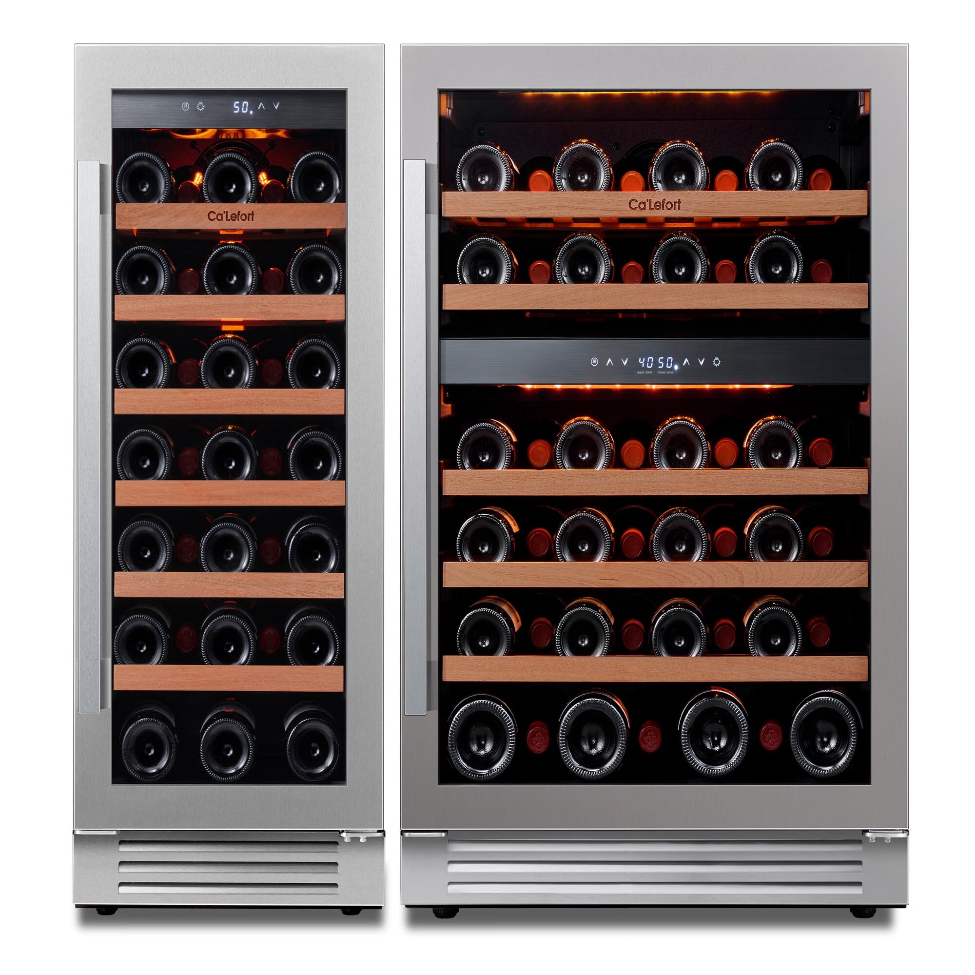 Ca'Lefort Wine Fridge,79 Bottle Dual Zone Wine Cooler Refrigerator,Freestanding & Built-in with Stainless Steel frame for Kitchen Office