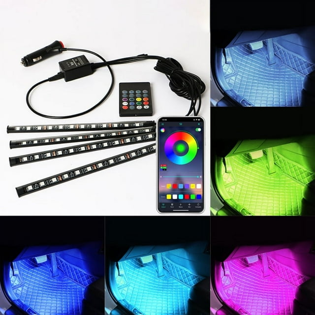 tiras de luces LED USB para interior de coche, decoración multicolor, encendedor de cigarrillos, iluminación interior de coche, tira de luces de neón con música para TV y coche.