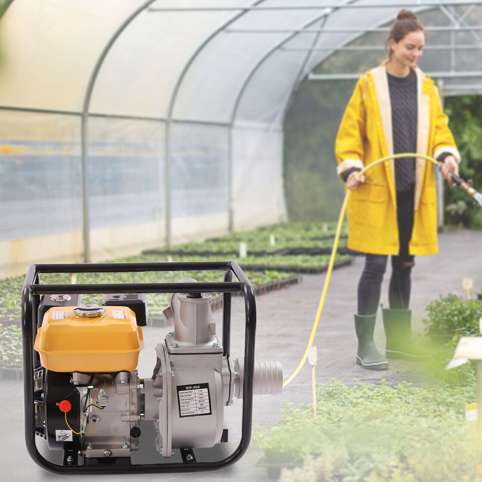 7.5 HP 3 Inch Gas Power Semi-Trash Water Pump High Pressure Garden Irrigation