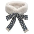 thumbnail image 1 of Opolski Winter Women Leopard Dot Bowknot Warm Faux Rabbit Fur Collar Neck Scarf Wrap, 1 of 8