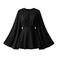 thumbnail image 4 of ClodeEU Women's Long Sleeve Crewneck A Line Dress with Adjustable Waist ,Solid Color Casual Summer Mini Dress Black,Women's Plus L, 4 of 8