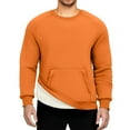 thumbnail image 5 of Fshiont Men's Fleece Sweatshirt Sherpa Lined Crewneck Basic Winter Thick Pullover Tops with Pocket Saffron M, 5 of 5
