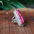 thumbnail image 6 of Pink Dahlia Copper Turquoise Ring, Statement Ring, 925 Sterling Silver Long Ring, Handmade Ring, Boho Jewelry, Bohemian Ring, Gift For Her**, 6 of 8