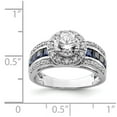 thumbnail image 3 of Solid 925 Sterling Silver CZ Cubic Zirconia and Lab Created Sapphire Blue September Gemstone Engagement Ring Size 8, 3 of 4