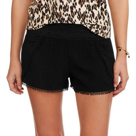 No Boundaries Juniors' Crochet Waist Flyaway Soft Shorts (In Prints and Solids)