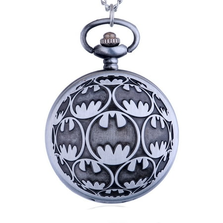 Date Silver Pocket Watch - New Design Batman Pocket Watch Anti-Tarnish WP-BM-1