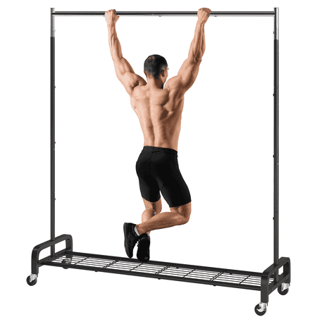 Mr IRONSTONE Heavy Duty Clothes Rack 400 lbs  Rolling Garment Rack with Wheels  Portable Metal Closet Organizer  Black