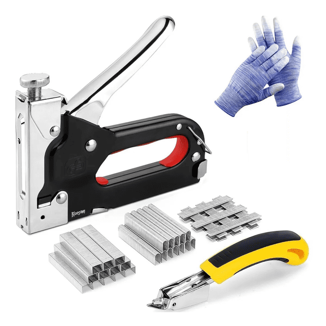 Engrapadora Bloosom Tipo Pistola Para Tapiceria, 6000 Grapas,guantes Multicolor