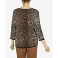 thumbnail image 5 of Alfred Dunner Women's Petite Animal Jacquard 3/4 Sleeve Sweater, 5 of 6