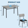thumbnail image 2 of 5 Piece Dining Table Set for 4 with Storage Rack, 43.3 Inch Space Saving Kitchen Table with MDF Top and Metal Frame, Upholstered PU Chairs for Apartment Small Spaces, Brown Gray Black, 2 of 8