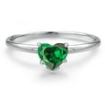thumbnail image 3 of Gem Stone King 14K White Gold Green Zirconia Solitaire Engagement Ring for Women | 1.00 Cttw | Heart Shape 5MM | Gemstone Birthstone | Size 9, 3 of 6