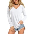 thumbnail image 1 of Womens V Neck Long/Short Sleeve T Shirts Basic Tee Tops, 1 of 3