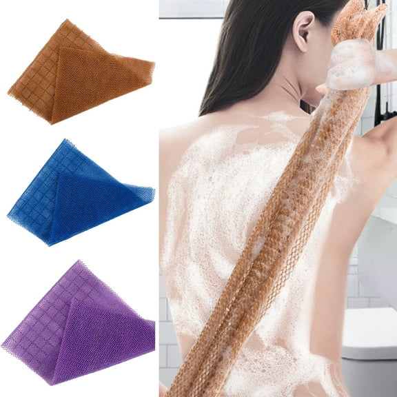 Yesbay 3 Pcs Bath Sponge Quick Drying Exfoliating African Long Net Bath Sponge Back Scrubber