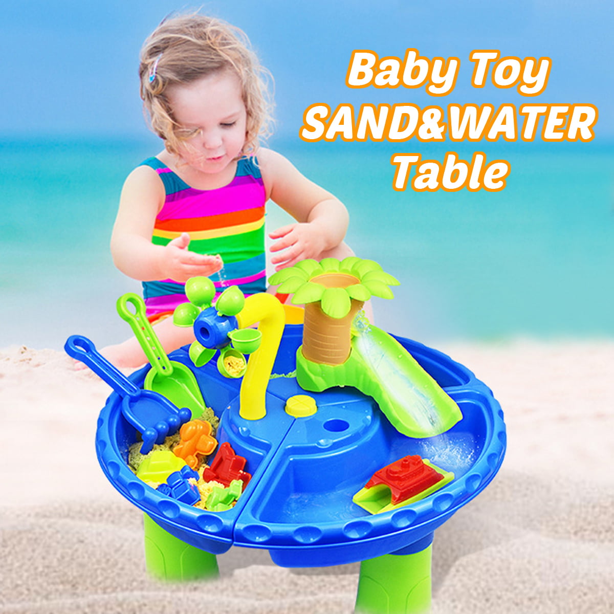 Sand & Water Table Outdoor Garden Sandbox Set Play Table Kids Summer Beach Toy 