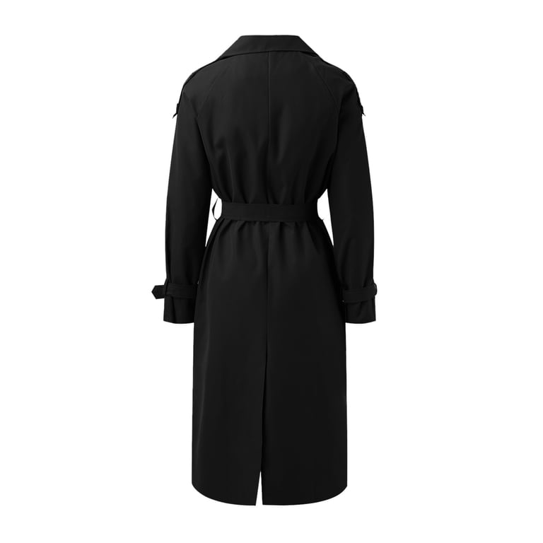 Lixiuxyad Women Windbreak With Belt Double Breasted Anoraks Lapel