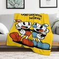 thumbnail image 5 of Cuphead Blanket Cartoon Flannel Throw Blankets Ultra Soft Flannel Lightweight Throws for Couch Bed Plush Fuzzy Microfiber Warm Thermal All Seasons Use 60”x50", 5 of 8