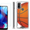 thumbnail image 1 of Shockproof Bumper Phone Case for Motorola Moto G Pure, with Tempered Glass Screen Protector, by OneToughShield ® - Basketball, 1 of 3