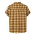thumbnail image 2 of MRULIC mens shirts Male Casual Summer Top Shirt Hawaii Button Print Shirt Short Sleeve Turn Down Collar Shirt Fashion Shirt Men Shirts Yellow + M, 2 of 6