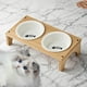 thumbnail image 2 of Elevated Pet Bowl Slanted Design Ceramic Drinking Dish With Wooden Stand, NonSlip WhiskerFriendly for Puppies and Cats of All Sizes, 2 of 5