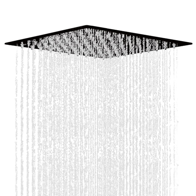 SOLVEX Cabezal de Ducha de Lluvia 12 Pulgadas, Regadera Cuadrada para Baño, Cabeza de Ducha de Baño, Regadera Acero Inoxidable, Acabado Negro, SP-50022-3
